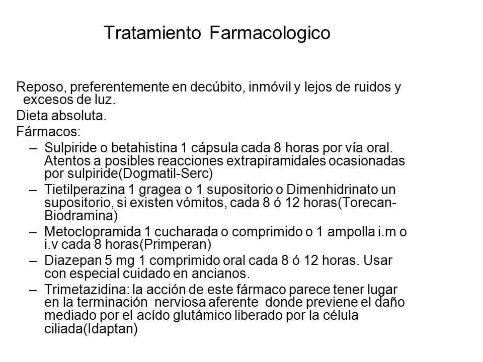 Tratamiento farmacologico para el sindrome vertiginoso